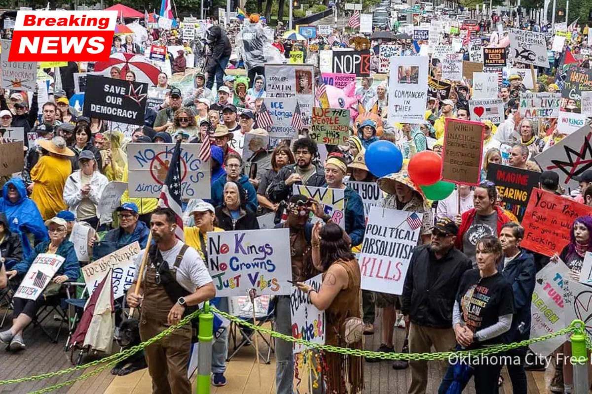 For the third "No Kings" demonstration, thousands of demonstrators assemble in downtown Oklahoma City