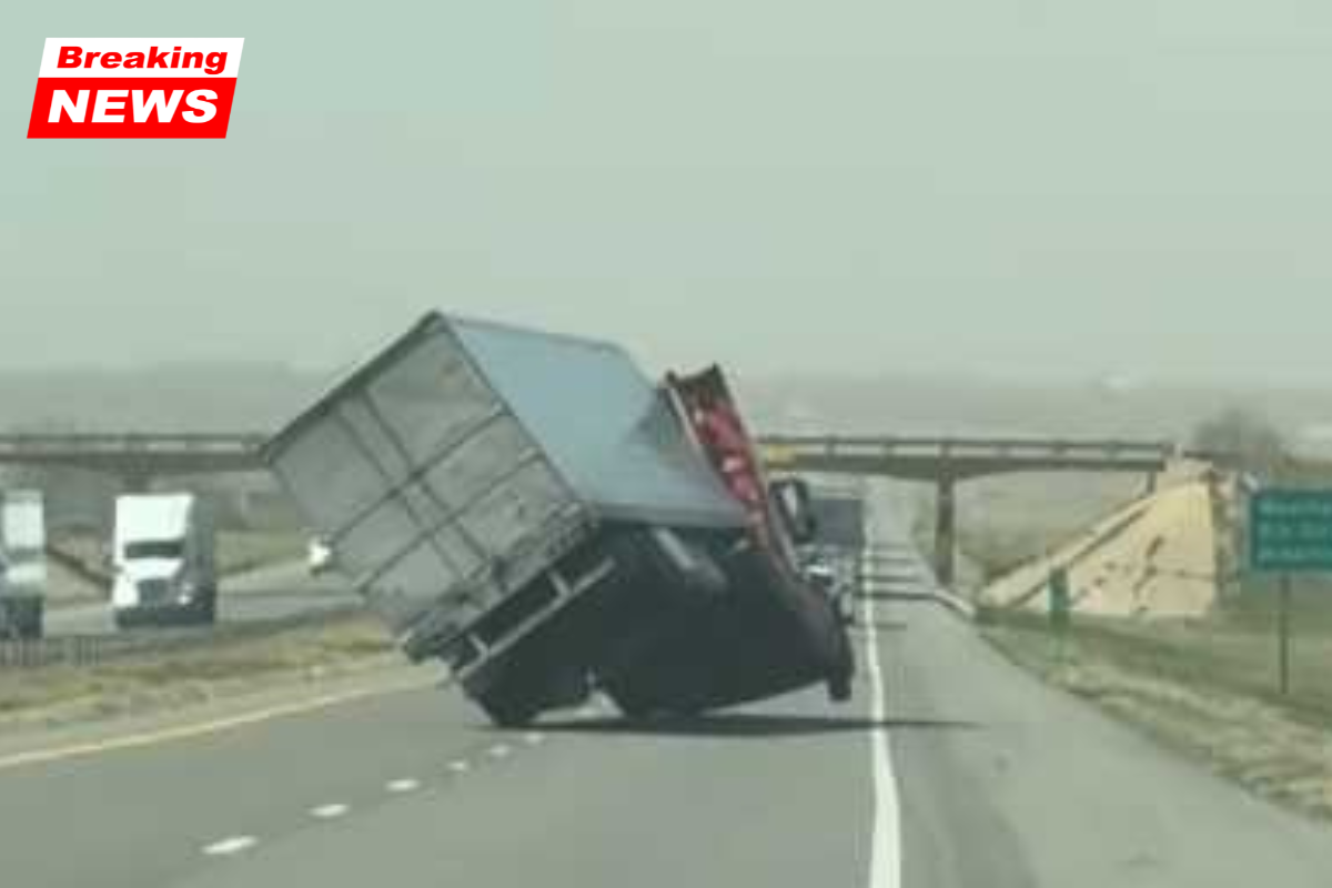 Watch: High winds cause a semi to topple over on an Oklahoma interstate