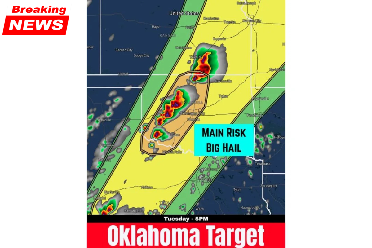 Oklahoma is also experiencing hailstorms, with golf ball to baseball-sized hail up to 2-3 inches in size expected to be present from Vernon, Texas, through Oklahoma City, and up I-44 to the Kansas border by 3-5 PM today. While Wisconsin is the focus of attention, Oklahoma is also being affected