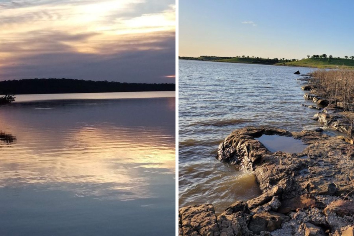 A peaceful fishing location in Oklahoma with calm waters, lots of open space, and few people