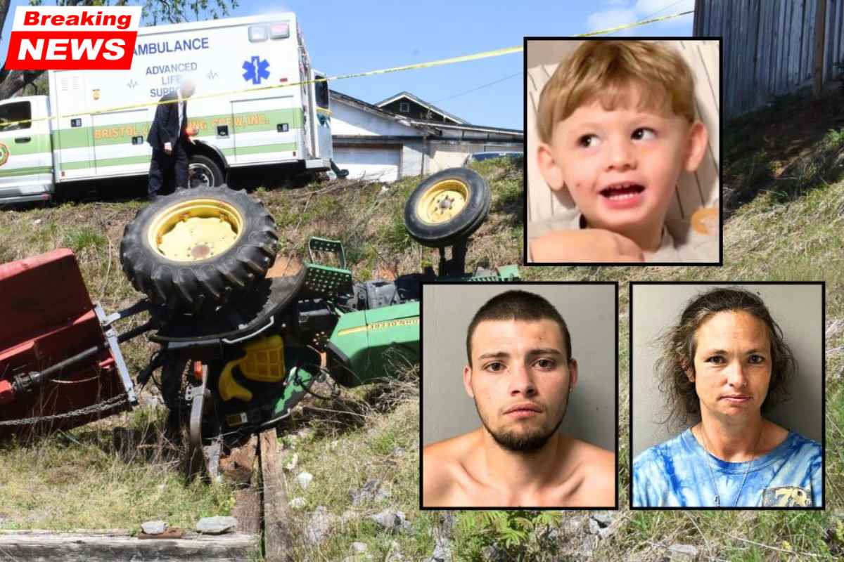 Man driving tractor with three-year-old son on his lap traps boy underneath, then waits 22 minutes with his own mother until someone calls. 911 Police