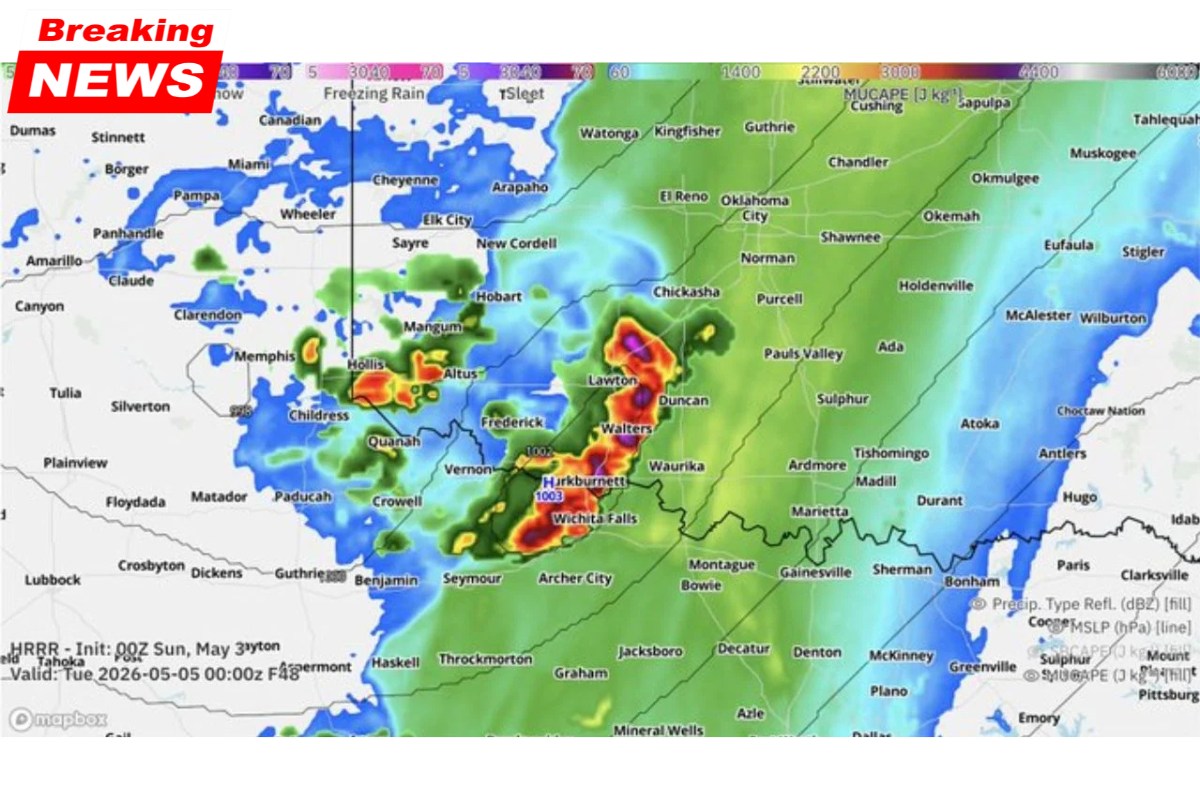 SW Oklahoma and North Texas face tennis ball-sized hail, damaging gusts, and isolated tornadoes Monday as dryline storms attempt to break the cap