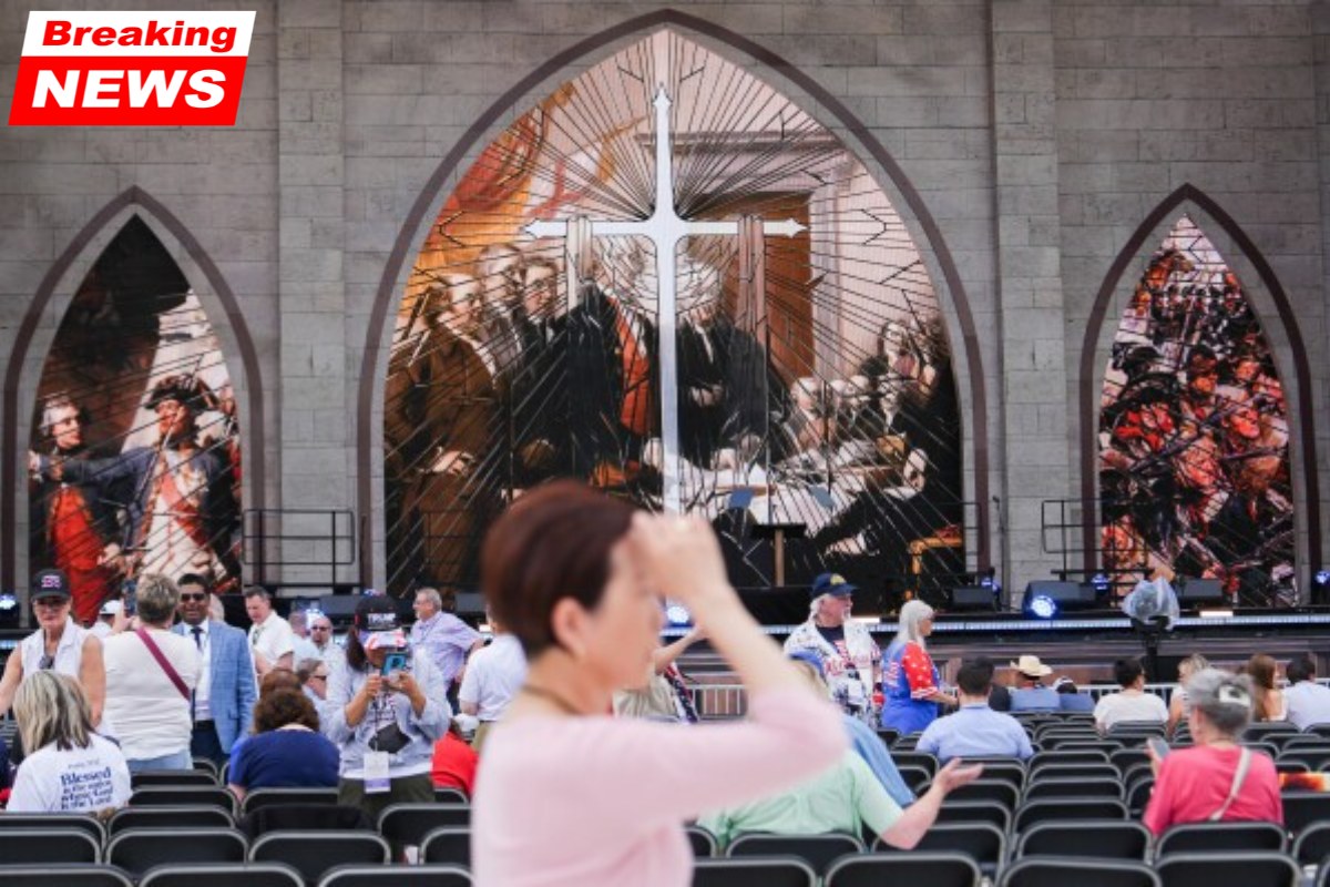 Thousands of people gathered on the National Mall in Washington for an America-themed prayer rally